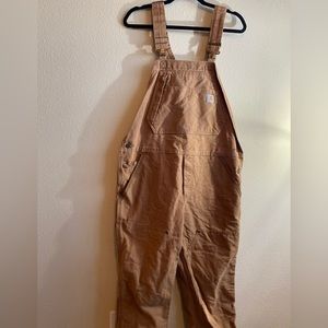 Carhartt Weathered Duck Unlined Wildwood Bib Overall in Carhartt brown